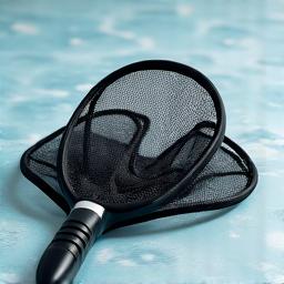 Compact, collapsible landing net with soft rubber mesh designed for safe fish handling on a kayak.